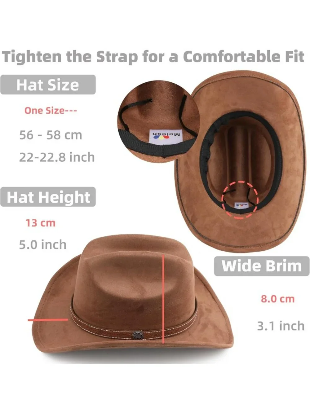 Kids Coffee Pull-On Western Costume Cowboy Hat with Brown Band